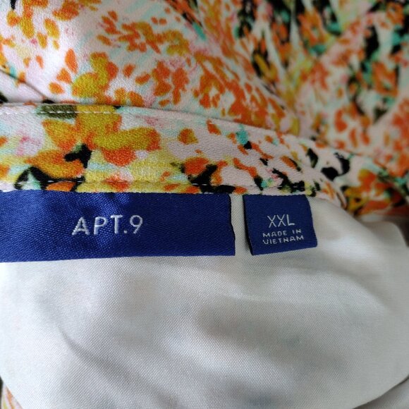 APT 9 XXL Floral Sleeveless Dress Zip Front Elastic Waist Spring Summer - Picture 11 of 12